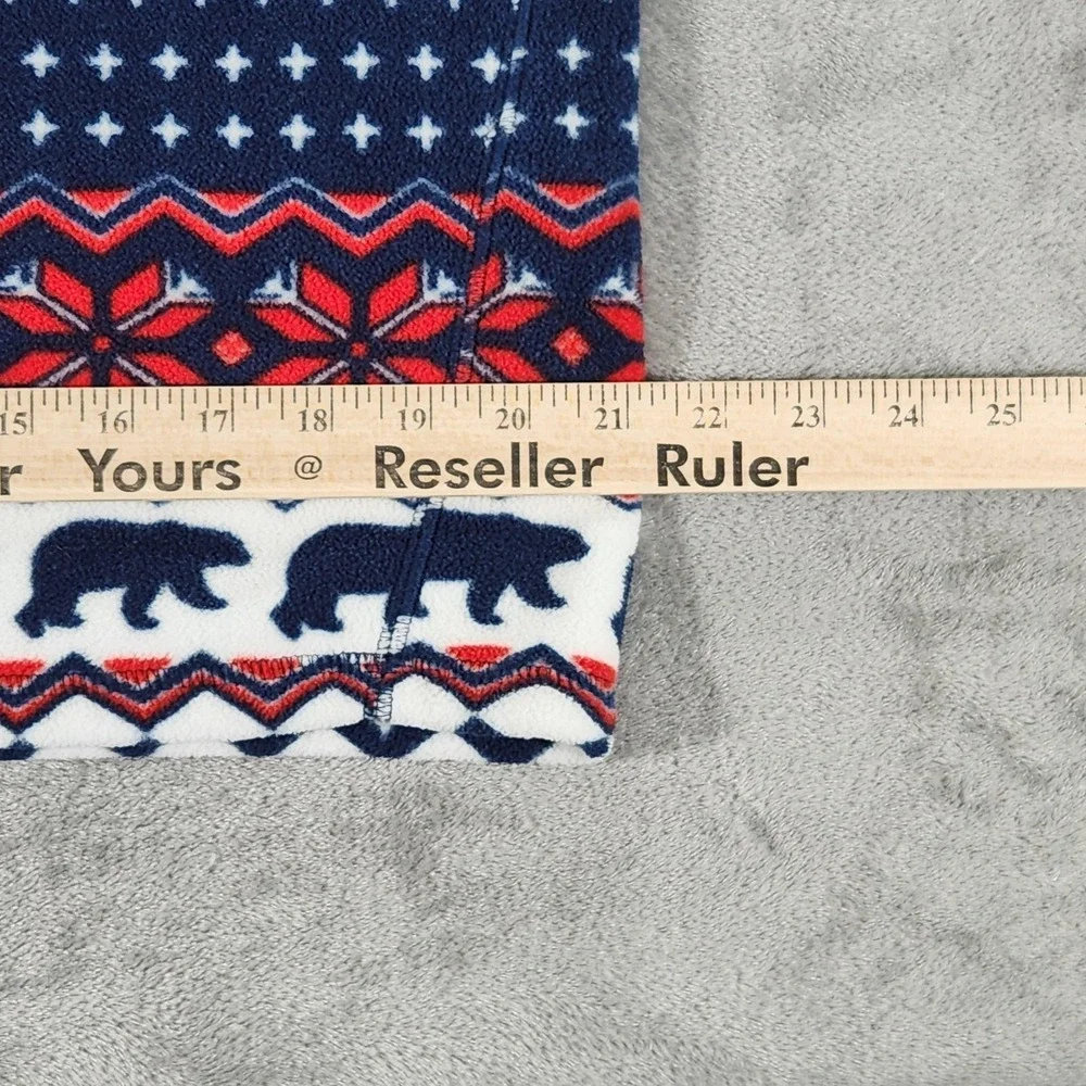 Chubbies‎ Fleece Pullover Mens Medium Blue Red Fair Isle Bear Tree Quarter Zip